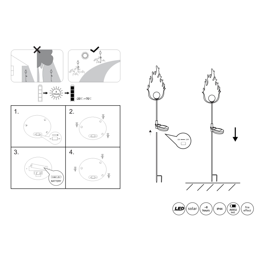 Globo - LED Solarna svetilka LED/0,04W/3V IP44 600 mAh
