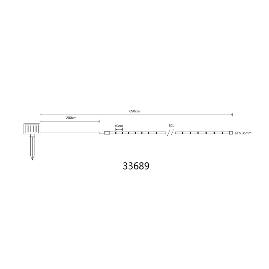 Globo - Sončni LED niz, 1,2 V, IP44, 4,9 m, 600 mAh