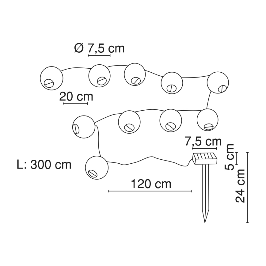 Globo - LED Solarna veriga 10xLED/0,06W/1,2V IP44
