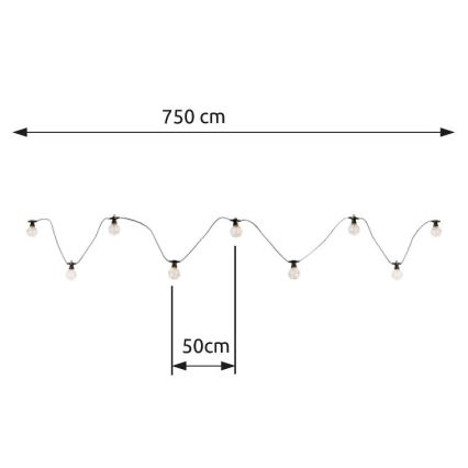 Globo - LED Zunanja dekorativna veriga 10xLED/0,27W/230V 7,5 m IP44 črna