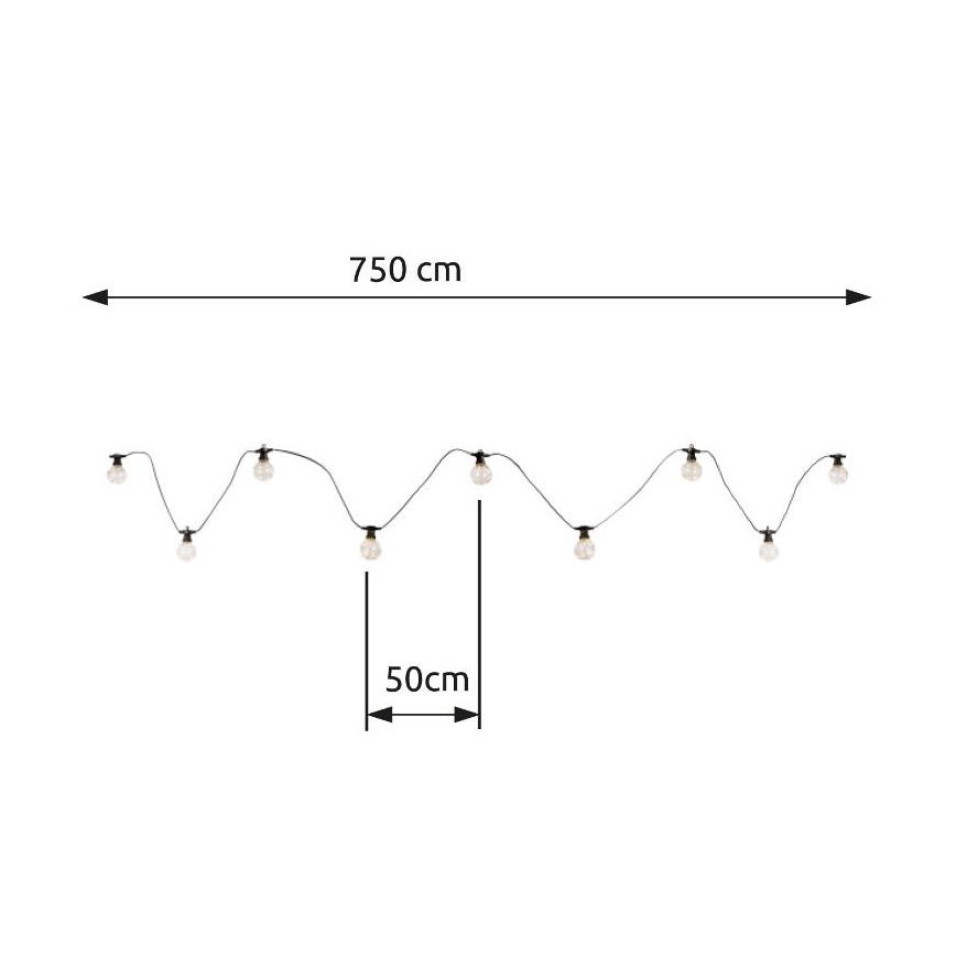 Globo - LED Zunanja dekorativna veriga 10xLED/0,27W/230V 7,5 m IP44 črna