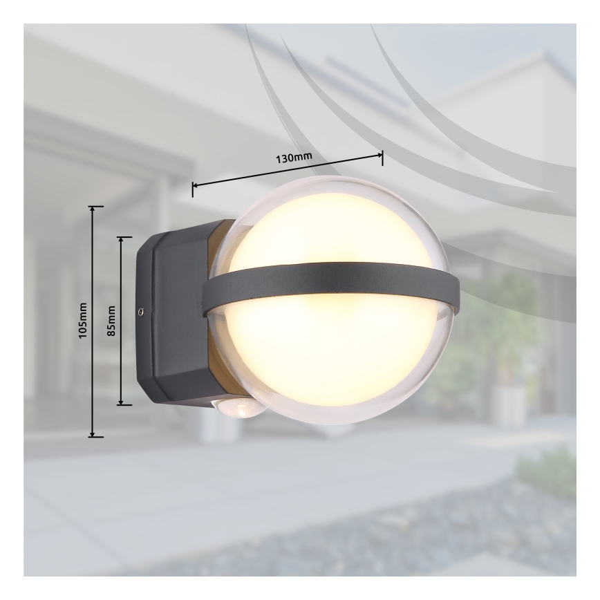 Globo - LED Zunanja stenska svetilka LED/12W/230V IP54 črna