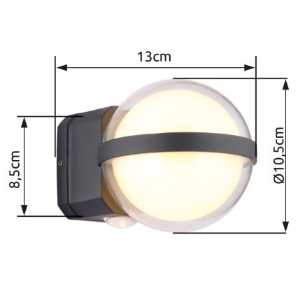 Globo - LED Zunanja stenska svetilka LED/12W/230V IP54 črna