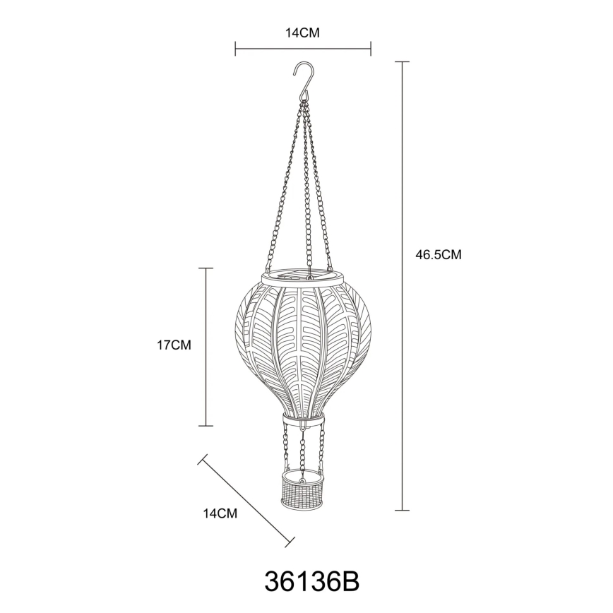 Globo - Viseča solarna dekoracija 20xLED/0,5W/3V IP44 leteči balon