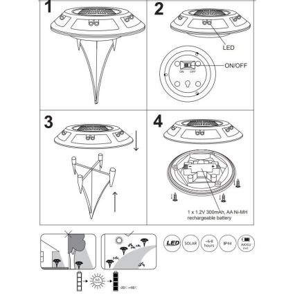Globo - SET 2x LED Solarna svetilka LED/0,72W/3V 3200K IP44 300 mAh