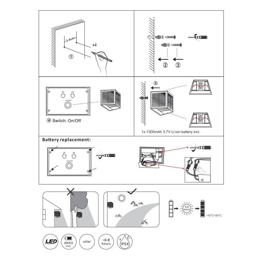 Globo - LED Solarna svetilka LED/6W/3,2V 3000K IP54 1300 mAh