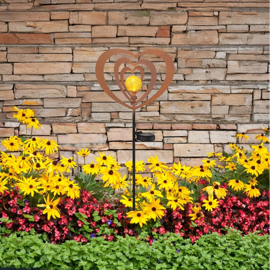 Globo - LED sončna svetilka LED/3V IP44 300 mAh zarjavljeno srce