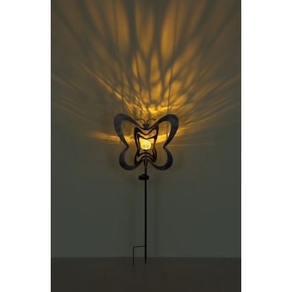 Globo - LED solarna svetilka LED/3V IP44 300 mAh srebrn metulj