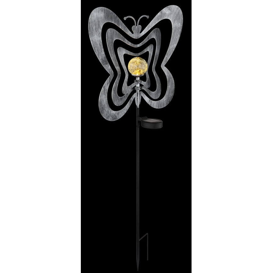 Globo - LED solarna svetilka LED/3V IP44 300 mAh srebrn metulj
