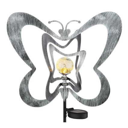Globo - LED solarna svetilka LED/3V IP44 300 mAh srebrn metulj