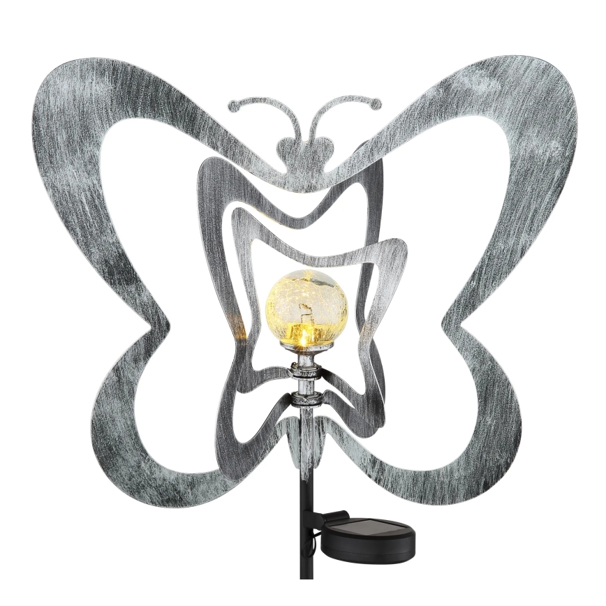 Globo - LED solarna svetilka LED/3V IP44 300 mAh srebrn metulj