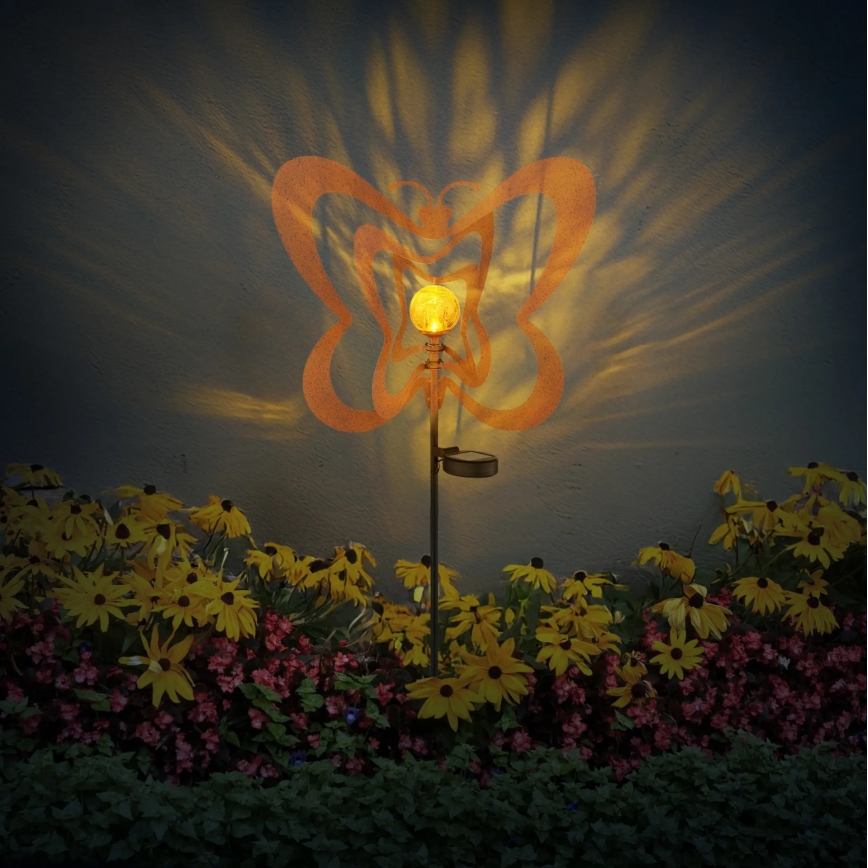 Globo - LED solarna svetilka LED/3V IP44 300 mAh rjav metulj