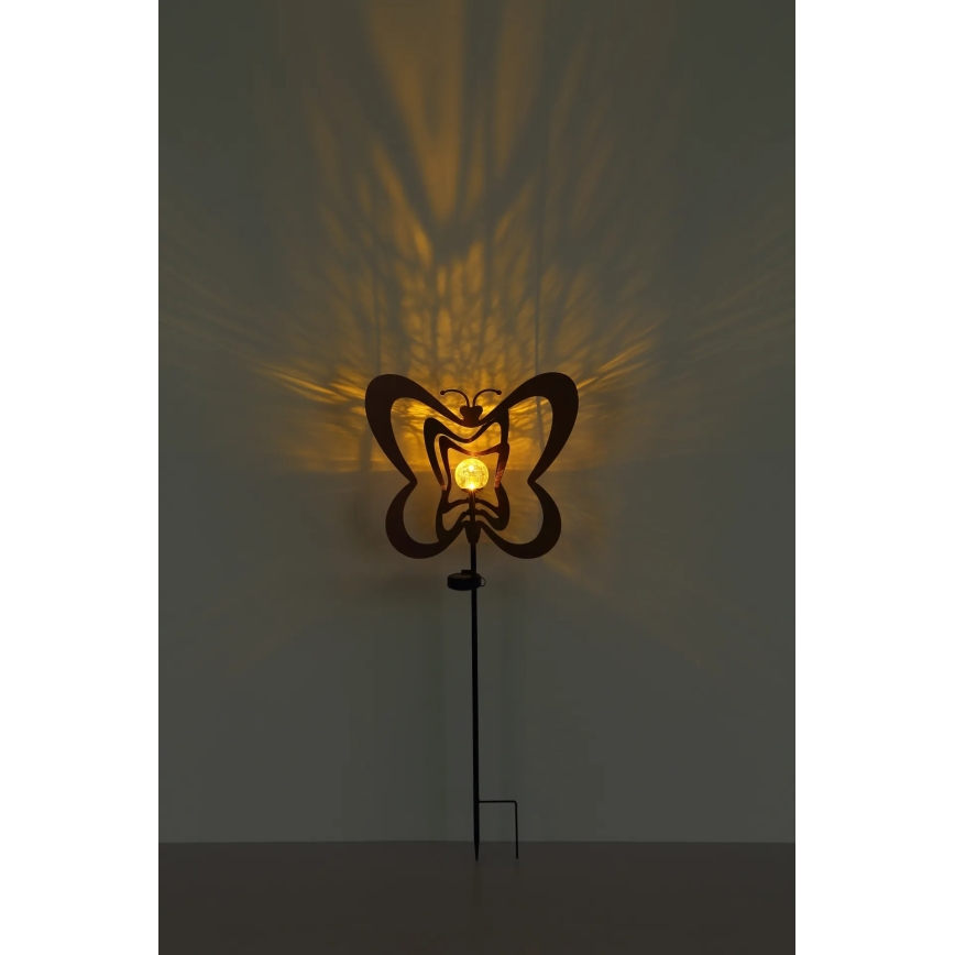 Globo - LED solarna svetilka LED/3V IP44 300 mAh rjav metulj