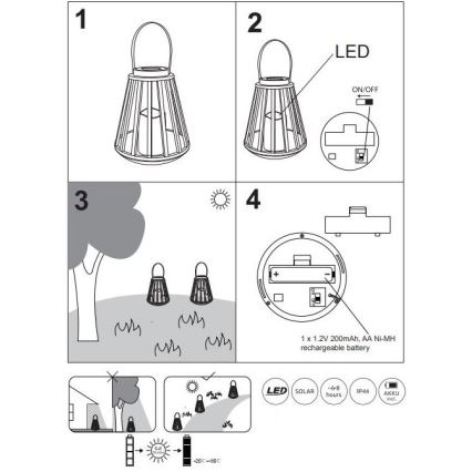 Globo - LED Solarna svetilka LED/0,06W/3V 3200K IP44