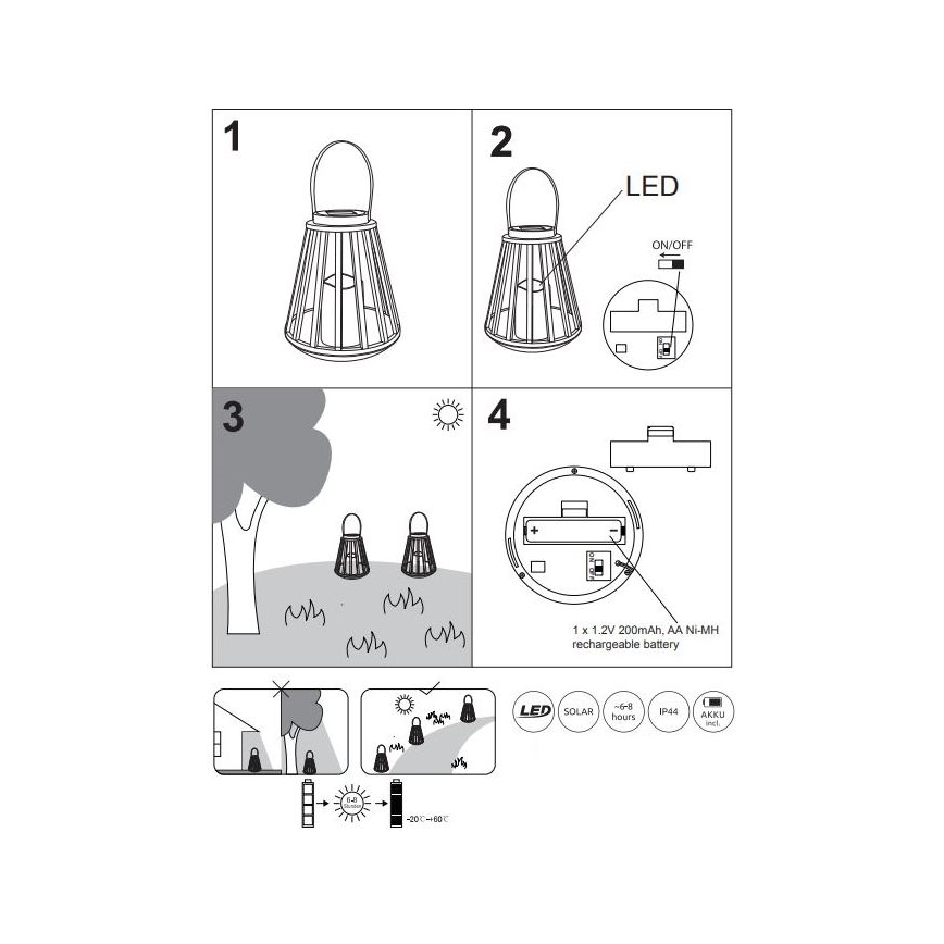 Globo - LED Solarna svetilka LED/0,06W/3V 3200K IP44