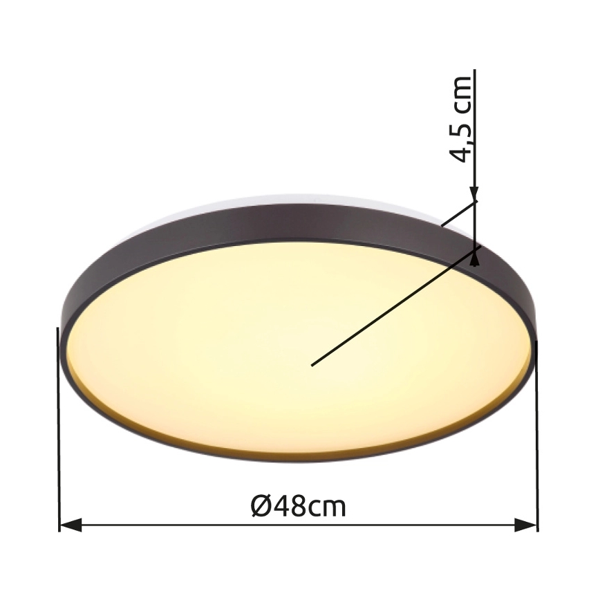 Globo - LED Stropna svetilka LED/24W/230V pr. 48 cm antracit