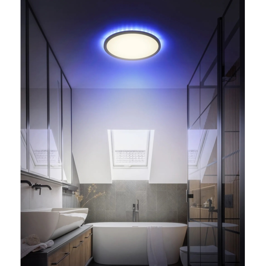 Globo - LED RGB Zatemnitvena kopalniška stropna svetilka LED/18W/230V 3000-6000K + Daljinski upravljalnik IP44 črna