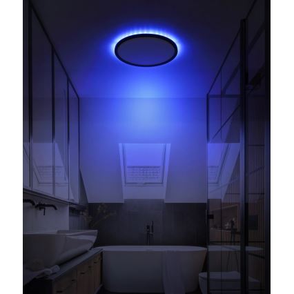 Globo - LED RGB Zatemnitvena kopalniška stropna svetilka LED/18W/230V 3000-6000K + Daljinski upravljalnik IP44 črna