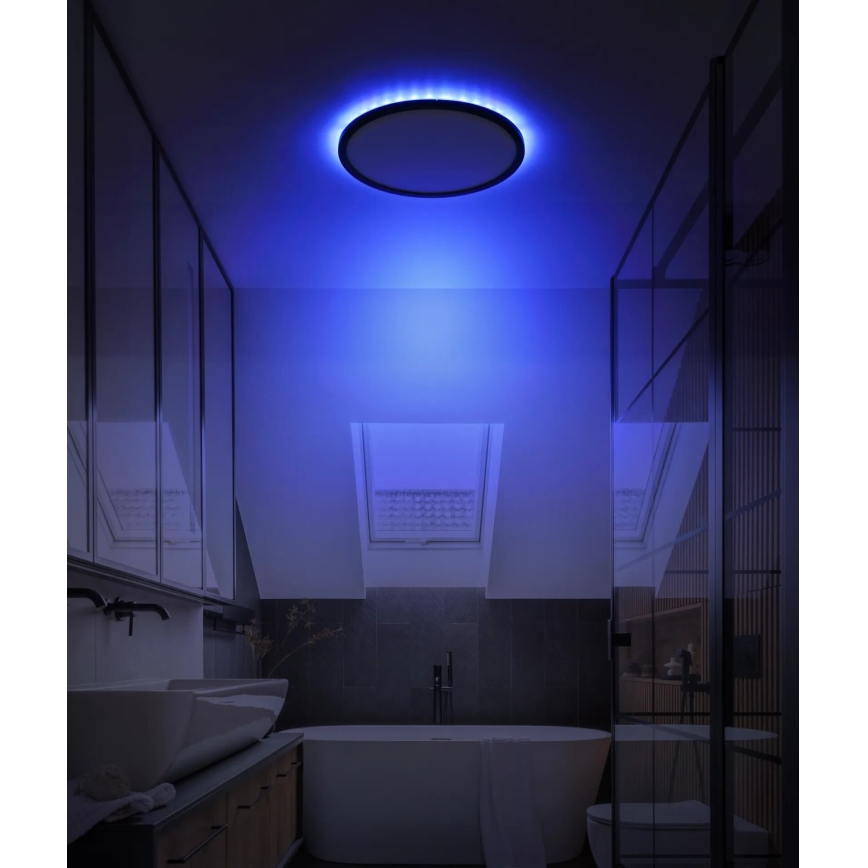 Globo - LED RGB Zatemnitvena kopalniška stropna svetilka LED/18W/230V 3000-6000K + Daljinski upravljalnik IP44 črna