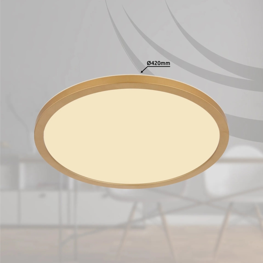 Globo - LED Kopalniška zatemnitvena stropna svetilka LED/24W/230V 3000K IP44 pr. 42 cm medenina