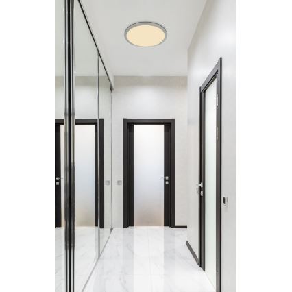 Globo - LED Kopalniška zatemnitvena stropna svetilka LED/24W/230V pr. 42 cm IP44 mat krom