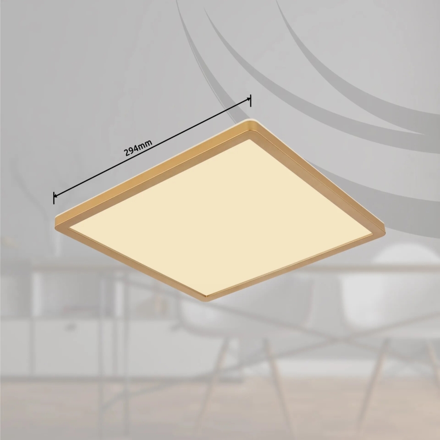 Globo - LED Kopalniška zatemnitvena stropna svetilka LED/18W/230V 3000K IP44 29,4x29,4 cm medenina