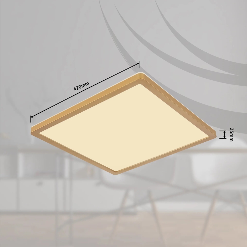 Globo - LED Kopalniška zatemnitvena stropna svetilka LED/24W/230V 3000K IP44 42x42 cm medenina