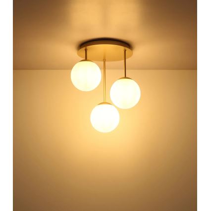 Globo - Pritrjen stropni lestenec 3xE14/25W/230V medenina