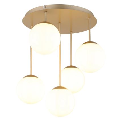 Globo - Pritrjen stropni lestenec 5xE14/25W/230V medenina