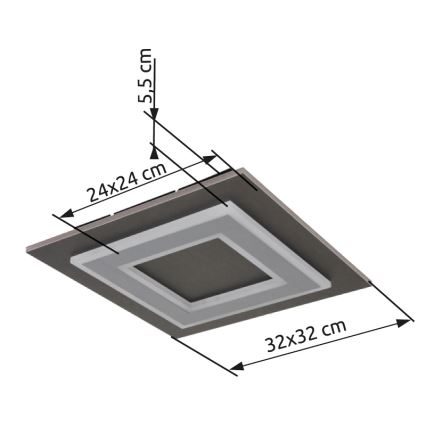 Globo - LED Stropna svetilka LED/24W/230V 3000K 32x32 cm antracit
