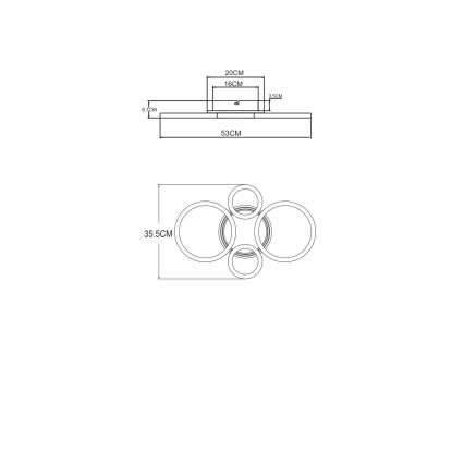 Globo - LED stropna svetilka, 40 W, 230 V, 2700/4500/6500 K, premer 35,5 × višina 53 cm, mesing