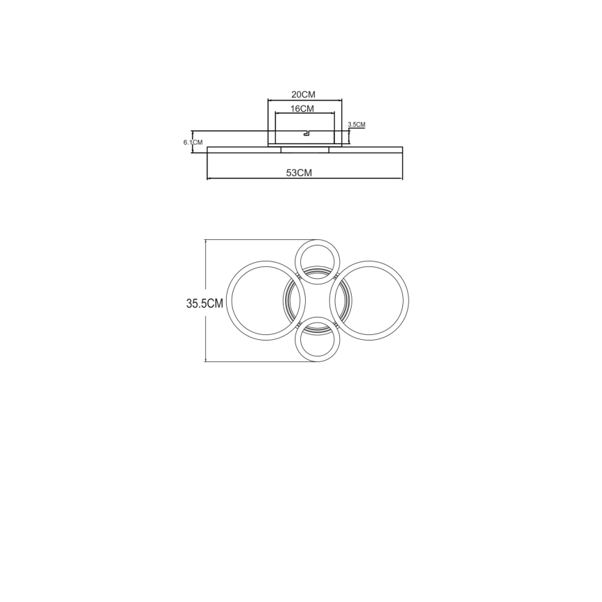 Globo - LED stropna svetilka, 40 W, 230 V, 2700/4500/6500 K, premer 35,5 × višina 53 cm, mesing