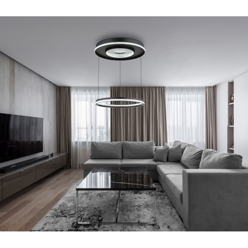 Globo - LED zatemnitvena viseča svetilka na vrvici LED/54W/230V 2700-6500K premer 60 cm črna + daljinski upravljalnik