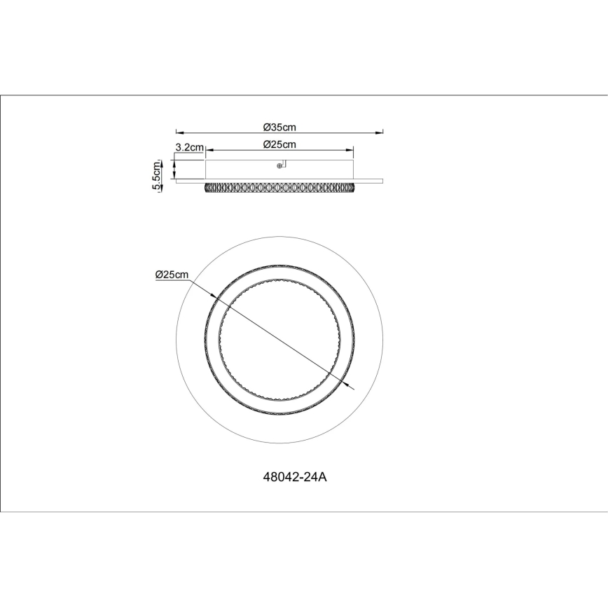 Globo - LED stropna svetilka, 24 W, 230 V, 3000/4000/6500 K, premer 35 cm, antracitna