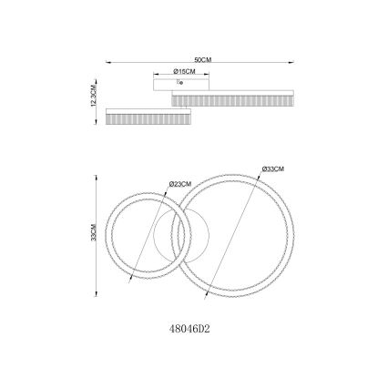 Globo - LED stropno svetilo, 24 W, 230 V, 3000 K, 33 x 50 cm