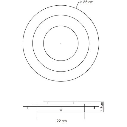 Globo - LED stropna svetilka, 24 W, 230 V, 3000 K, premer 35 cm, zlata