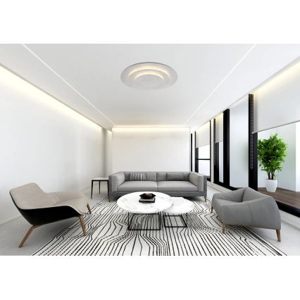 Globo - LED stropna svetilka, 40 W, 230 V, 3000 K, premer 49 cm, srebrna