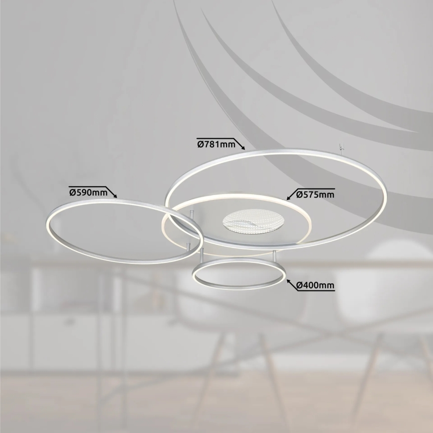 Globo - LED stropna svetilka z možnostjo zatemnitve LED/70W/230V 2700-6500K Wi-Fi Tuya matni krom + daljinski upravljalnik