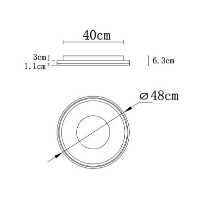 Globo - LED Zatemnitvena stropna svetilka LED/48W/230V 2700-6000K pr. 48 cm + Daljinski upravljalnik