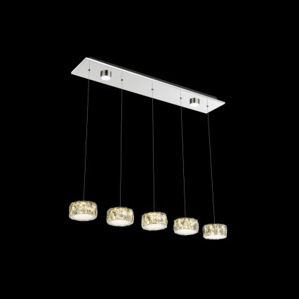 Globo - LED Lestenec na vrvici LED/52W/230V 4000K sijajni krom/prozorna
