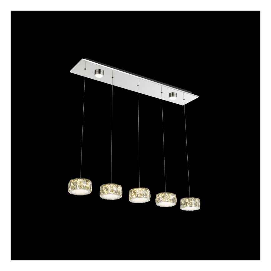 Globo - LED Lestenec na vrvici LED/52W/230V 4000K sijajni krom/prozorna