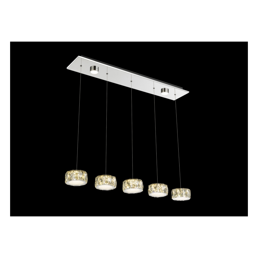 Globo - LED Lestenec na vrvici LED/52W/230V 4000K sijajni krom/prozorna