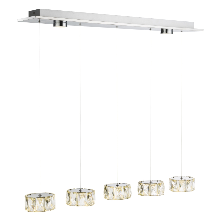 Globo - LED Lestenec na vrvici LED/52W/230V 4000K sijajni krom/prozorna