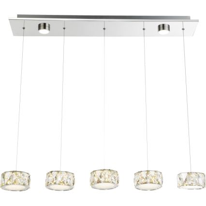 Globo - LED Lestenec na vrvici LED/52W/230V 4000K sijajni krom/prozorna