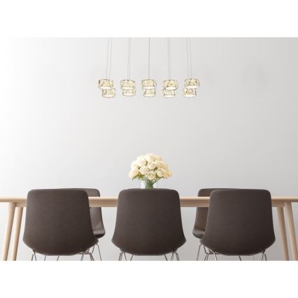 Globo - LED Lestenec na vrvici LED/92W/230V 4000K sijajni krom/prozorna