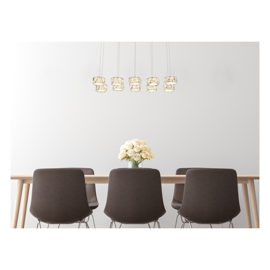 Globo - LED Lestenec na vrvici LED/92W/230V 4000K sijajni krom/prozorna