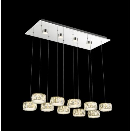 Globo - LED Lestenec na vrvici LED/92W/230V 4000K sijajni krom/prozorna
