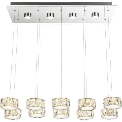 Globo - LED Lestenec na vrvici LED/92W/230V 4000K sijajni krom/prozorna
