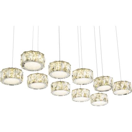 Globo - LED Lestenec na vrvici LED/92W/230V 4000K sijajni krom/prozorna