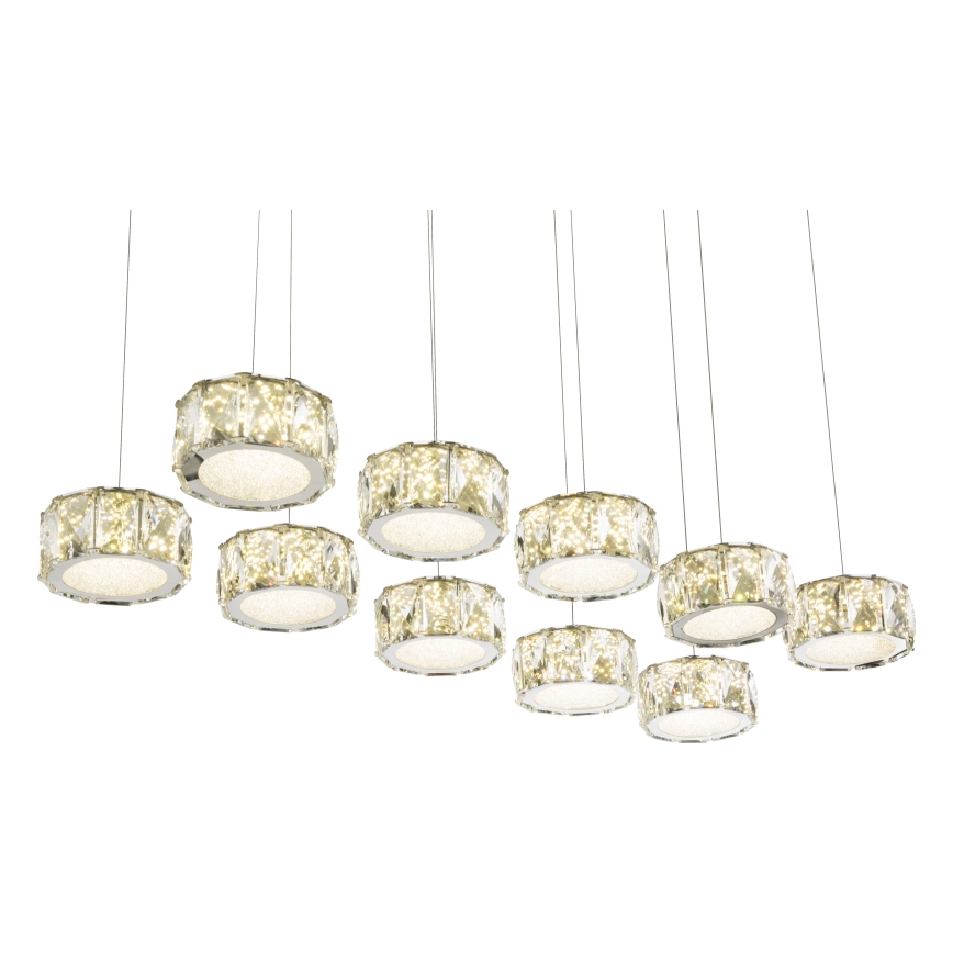 Globo - LED Lestenec na vrvici LED/92W/230V 4000K sijajni krom/prozorna